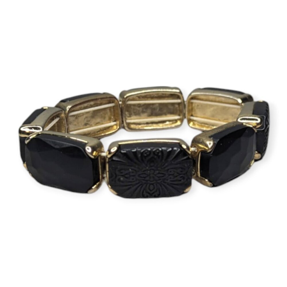 Lauren Conrad Black & Gold Tone Stretch Bracelet